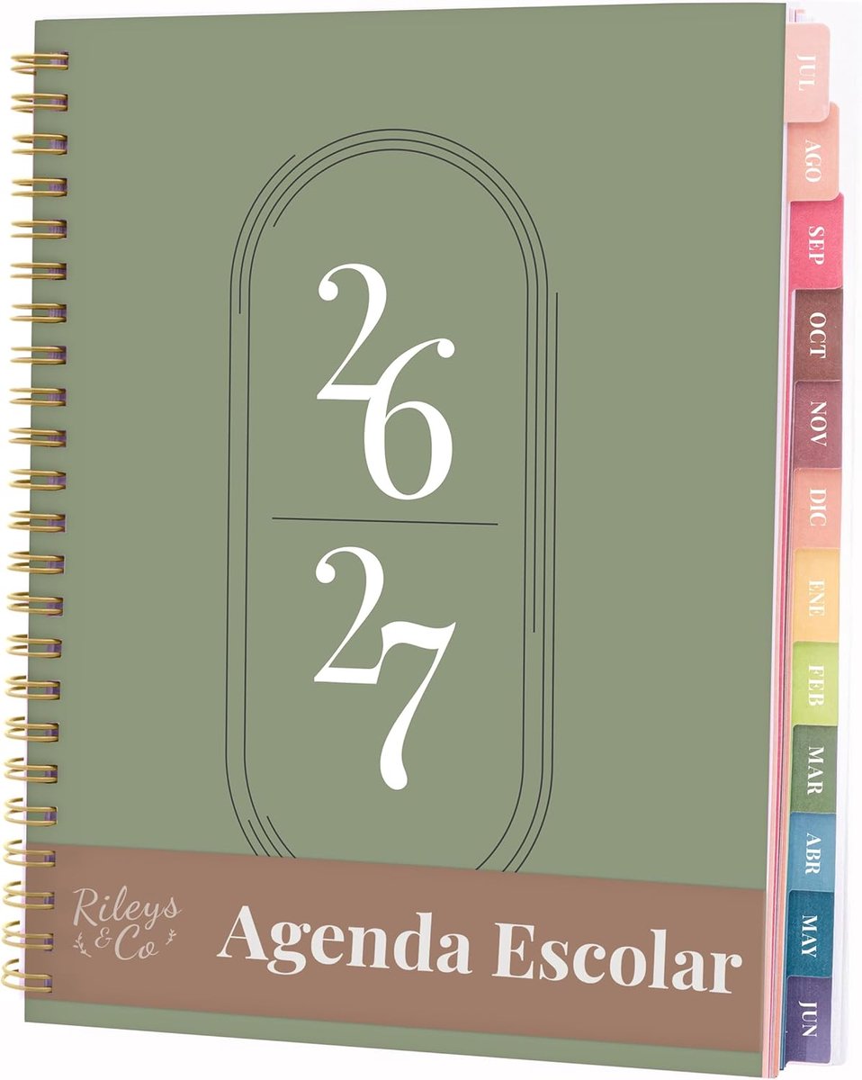 Thijox - Rileys Academische Planner 2026-2027, Dagelijkse, Wekelijkse & Maandplanner, Notitiepagina's voor Studenten, Dubbeldraad Binding, 20 x 15 cm,
