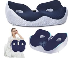 Ergonomisch Heupkussen - Traagschuim Zitkussen - U-vormig Ademend & Stuitbeenontlasting - Antislip Onderkant & Afneembare Hoes - Drukverlagend & Vormvast - 45x38x14cm - Voor Kantoor, Auto & Thuis