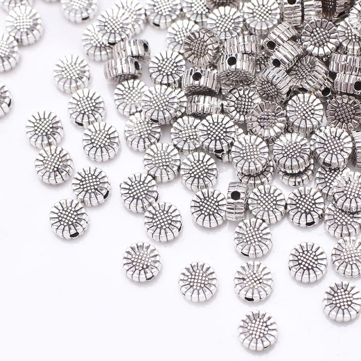 Kralen, antieke zilveren Europese kralen, metalen kralen, pareldoppen, kralen voor armbanden om te knutselen, knutselkralenset met gat om te rijgen, sieradenaccessoires, zilver H