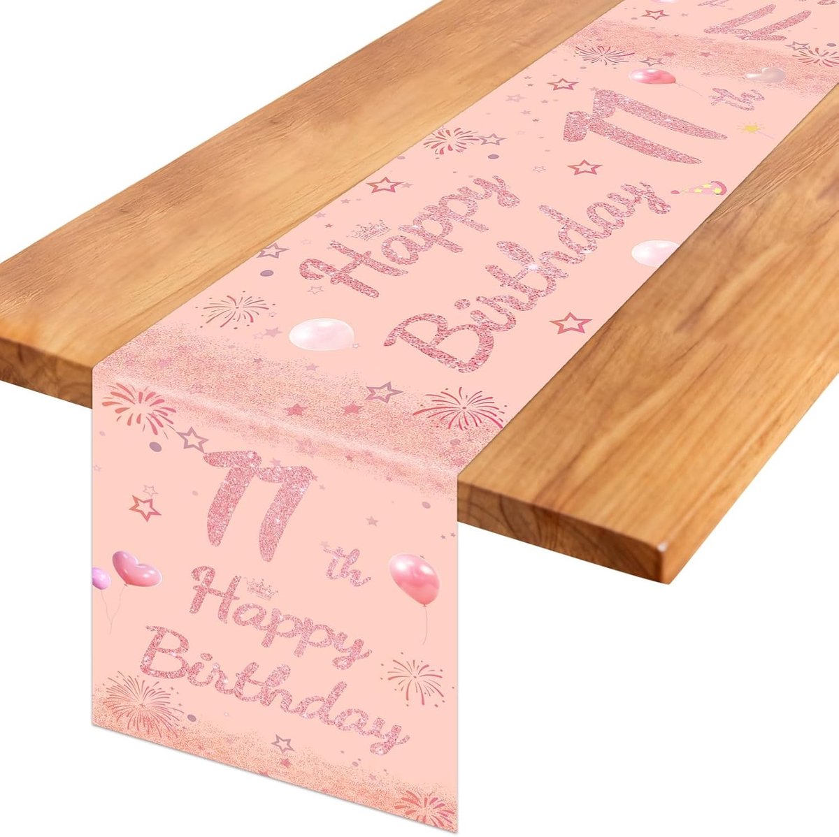 Tafelloper decoratie 11e verjaardag meisje roségoud 180 x 35 cm | Kleurrijk tafelkleed, Happy Birthday, tafelloper, Happy Birthday, voor jongens en meisjes