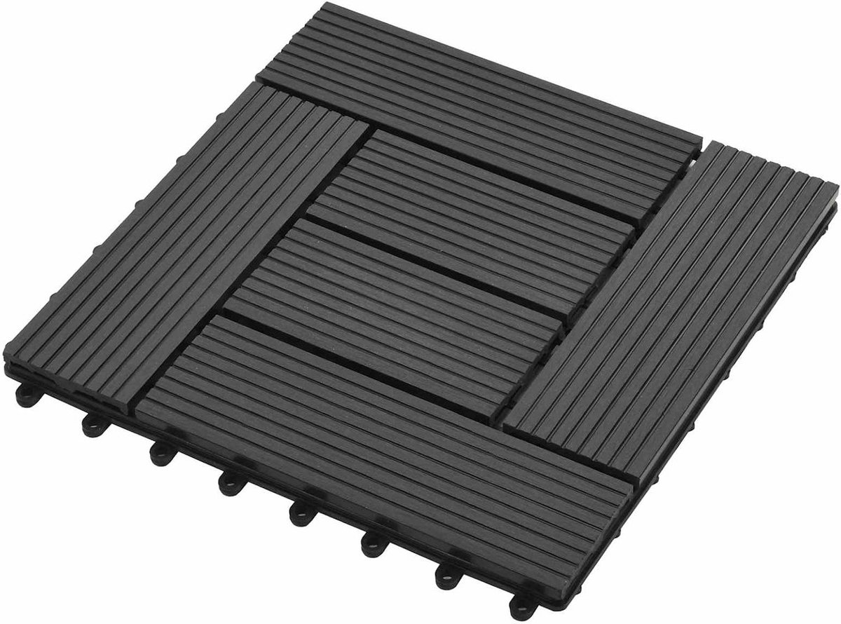 Terrastegels - Buiten vloer - Buitenruimte inrichten - WPC composiet materiaal - 30 x 30 cm - Zwart