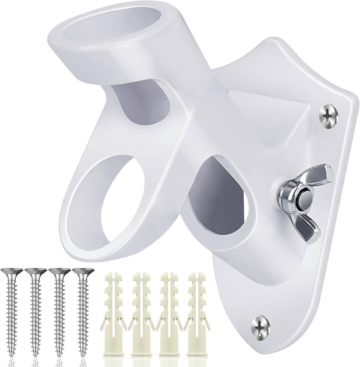 Vlaggenmasthouder met montageaccessoires, 2 posities, vlaggenhouder aan de muur, vlaggenhouder van aluminiumlegering, roestvrij, windbestendig, voor vlaggenmasten met een diameter van 2,5