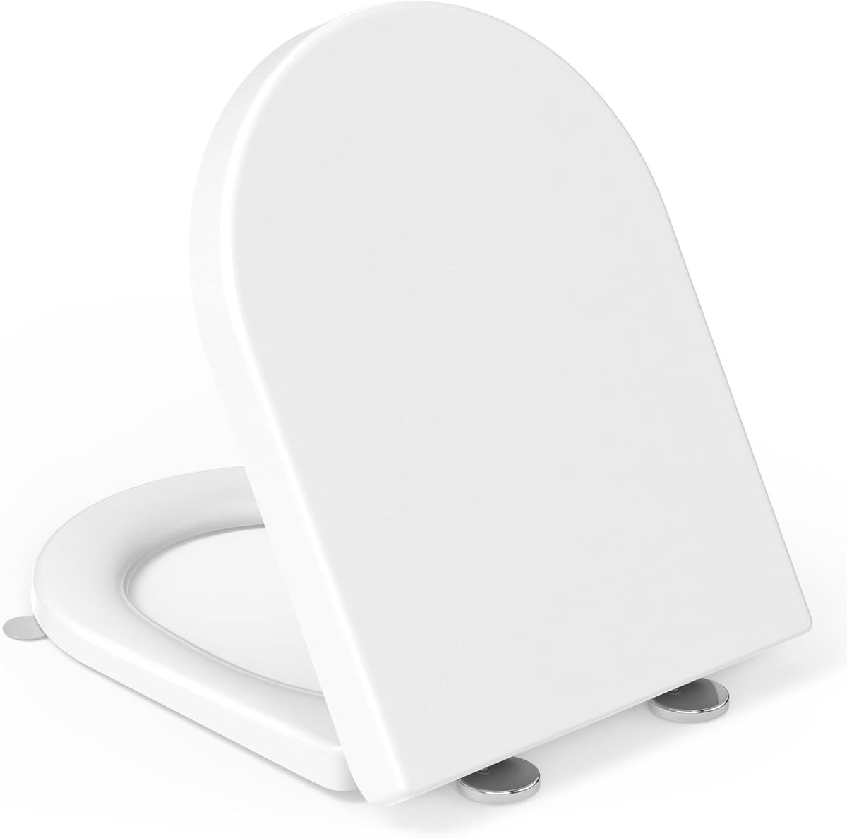 PRO WC-Bril D-vorm,Toiletdeksel met Softclosemechanism & Handgreep,Snelsluiting voor Eenvoudige Reiniging,46,4 x 35,9 x5cm,Wit,Draagvermogen van 150 kg