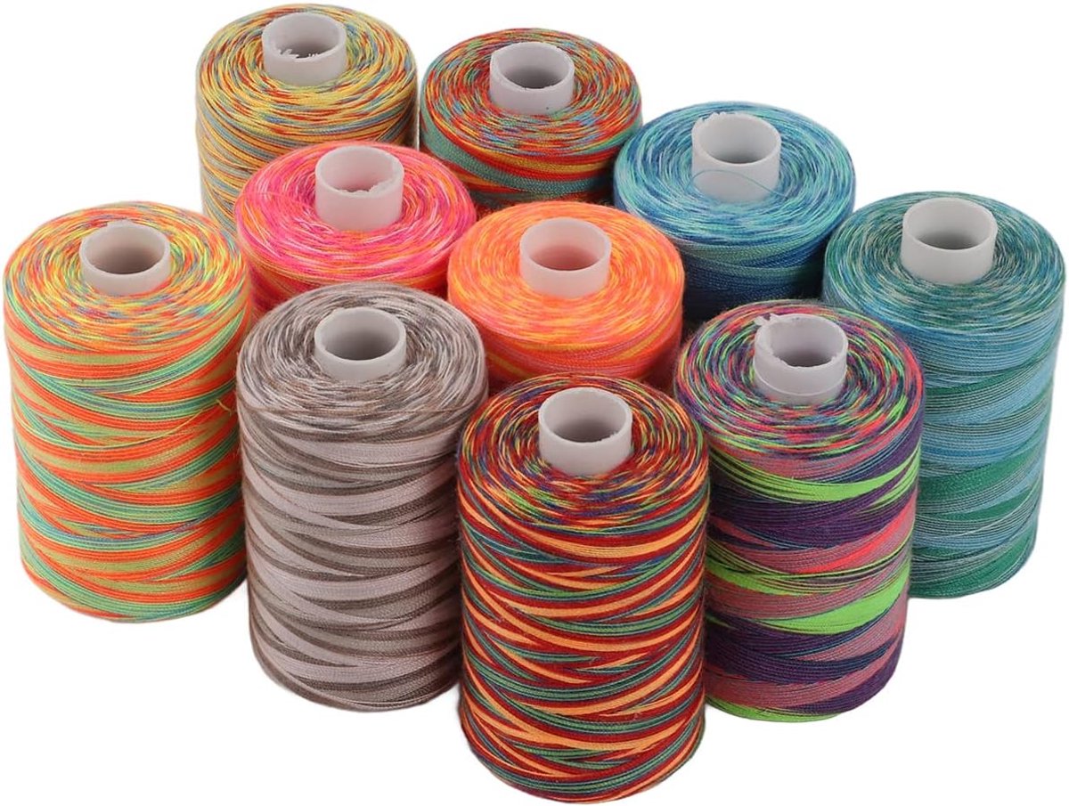 10 Stuks Bonte Polyester Borduurmachine Draad Kit, Slijtvaste 402 Naaigaren, Decoratieve Stiksels