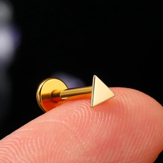 Platte Terug Oorbel 14K Geel Goud Helix Oorbel Titanium Threadless Push In Kraakbeen Oorbellen 16G Tragus Oorbel Hart Conch Piercing Sieraden — afbeelding 3