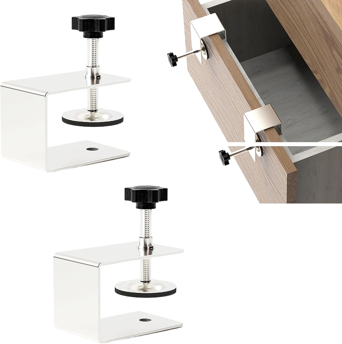 2 Stuks C klem Base Stand, C Klem Bureauklem, Lnstallatieclip Vooraan, Geschikt voor Laden, Bureauladen, Tafelsladen, Toolbox -Laden