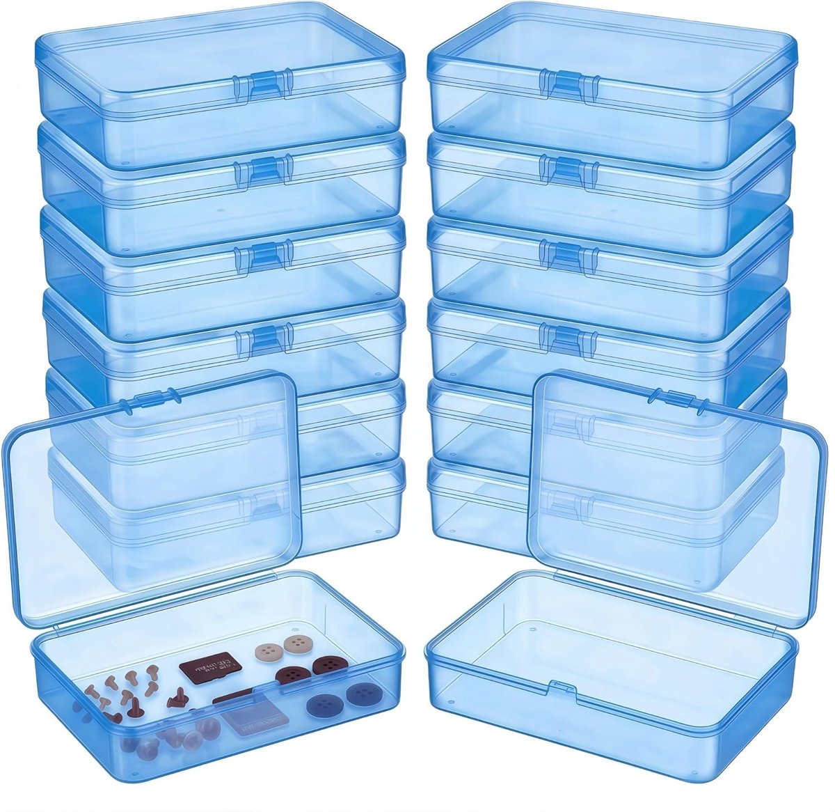 12 Stuks Blauw Opbergdoos met Deksel (11,5x8,5x2,8 cm) – Transparante Sorteerbox voor Diamond Painting & Kralen, Rechthoekige Plastic Container, DIY Organizer