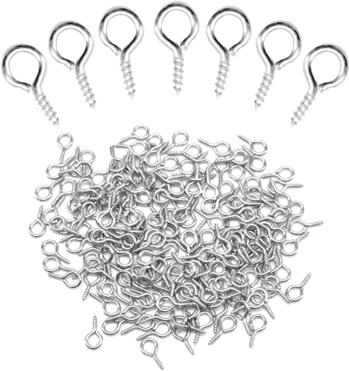 300 stuks schroefoogspelden 13,2 x 6,6 mm kleine schroefhaken metalen zelftappende oogschroeven voor hout, doe-het-zelf sieraden (YJY-0)