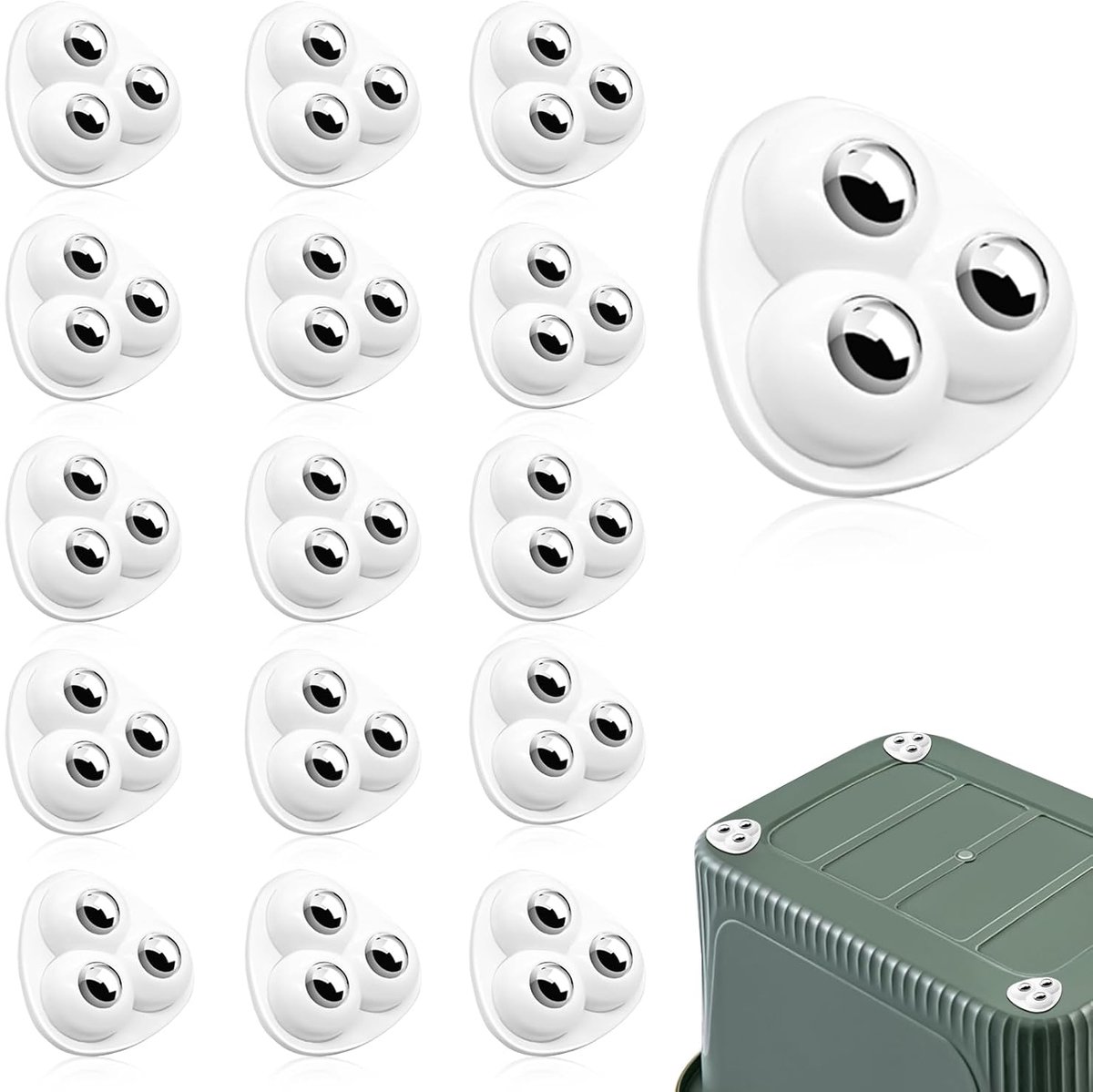 16 stuks mini-casterapparatuurwielen, 360 graden rotatie, kleine wielen voor keukenapparaten, zelfklevende universele caster voor opbergdoos (wit)
