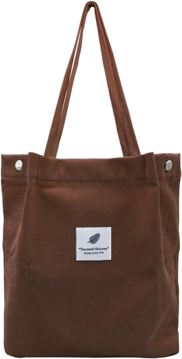 SnelShoppen - Corduroy Tas Grote Schoudertas Dames Handtas Shopper Tote Bag Strandtas voor Dagelijks Gebruik, Kantoor, School en Winkelen
