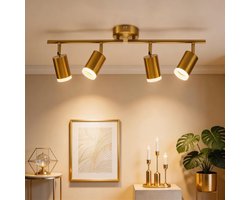 Bojim Led-plafondspots, draaibaar, rail voor binnen, plafondlamp, kroonluchter, hal, 4 GU10-lampen, moderne lampen - ShopVlot