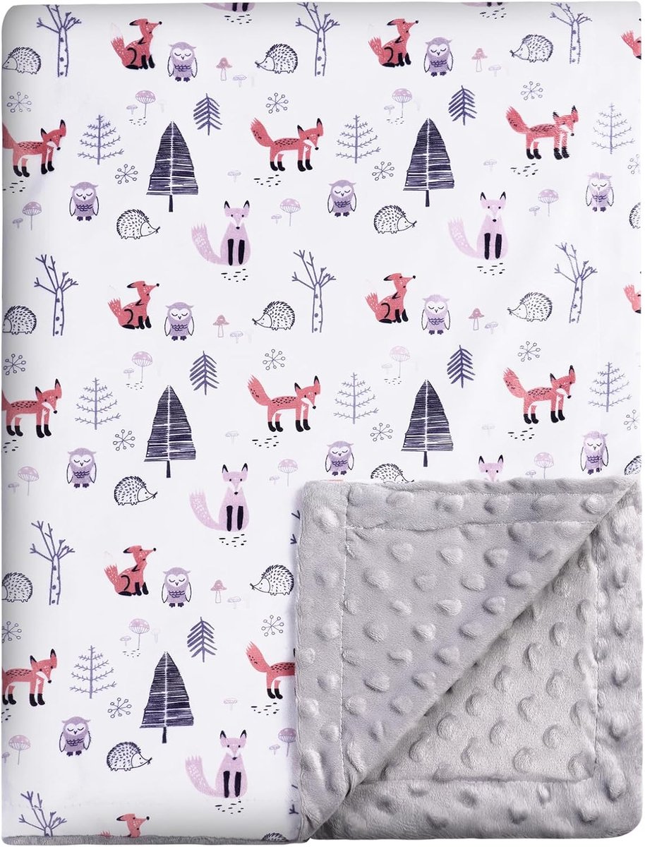 SnelShoppen - Babydeken Katoen 75 x 100 cm - Zachte Ademende Knuffeldeken voor Pasgeborenen - Uil Design - Perfect voor Meisjes en Jongens