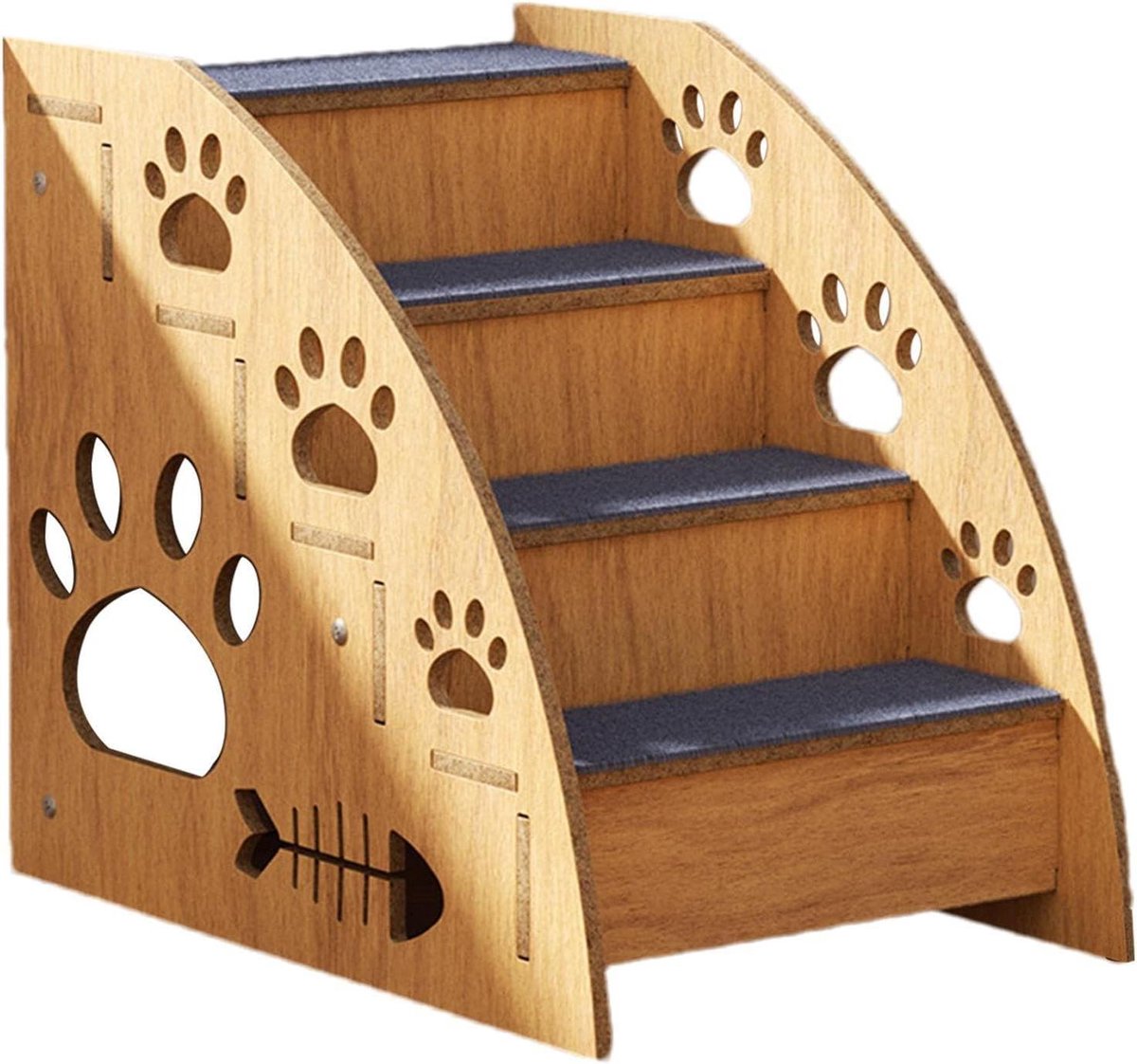 Hondentreden - Huisdierhelling - Hoge plaatsen bereiken - Antislip oppervlak - 4 lagen - Houtkleur