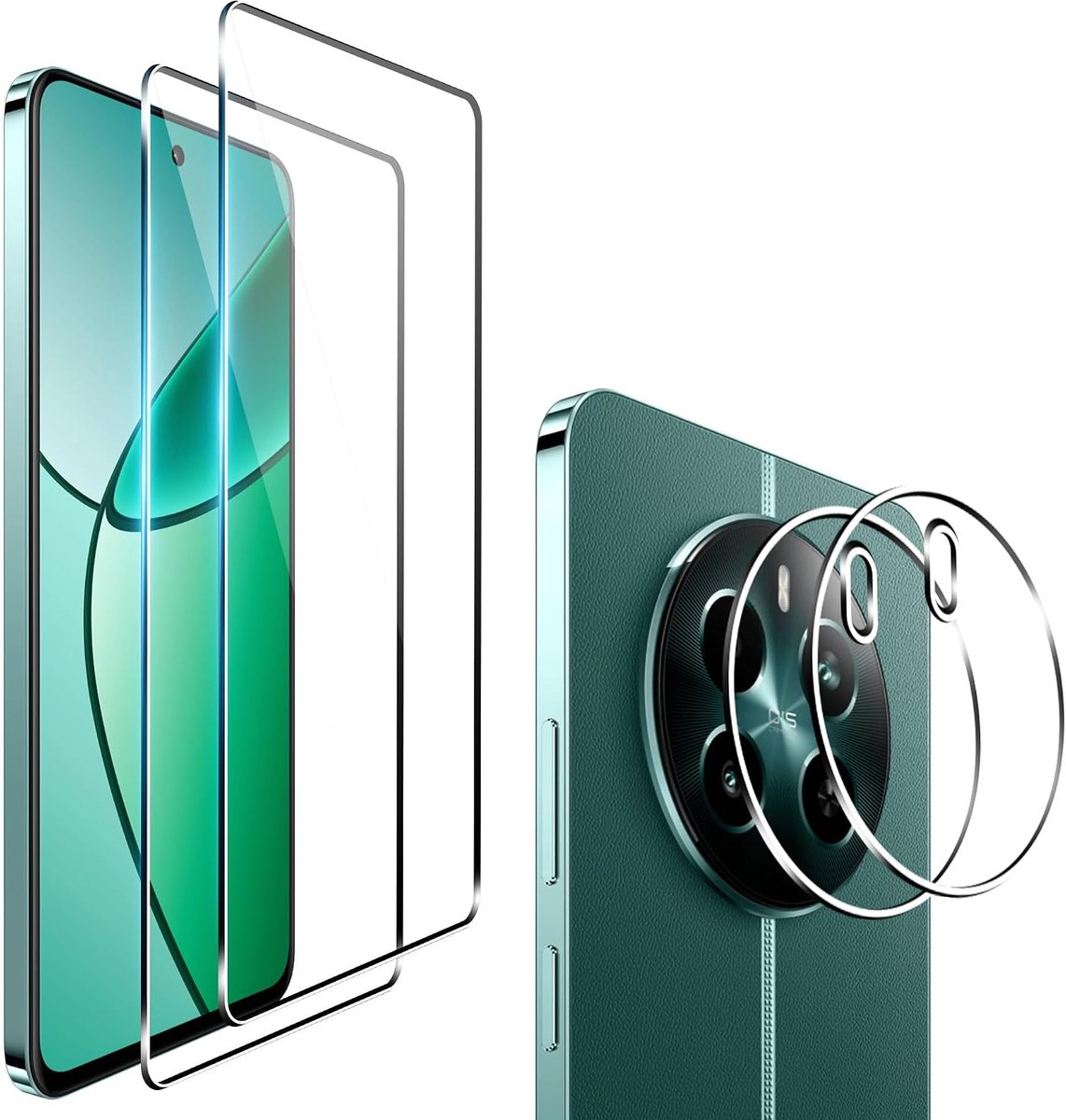 4 stuks beschermfolie voor Realme 12 + 5G, 2 stuks, pantserglas en 2 stuks, camerabeschermfolie, 9H hardheid, glas, HD-displaybeschermfolie, anti-kras