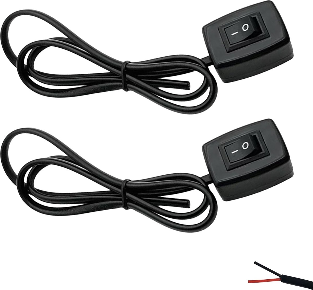 12 V tuimelschakelaar, 3 A, 12 V/24 V, 75 cm kabel, zelfklevende achterkant
