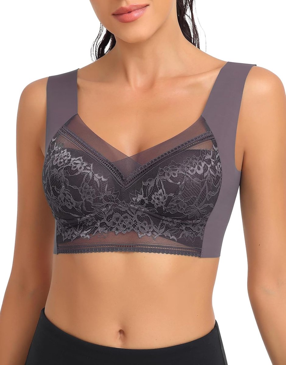 BH Kant Vrouwen Zonder Beugel Bustier Gewatteerde Dames Wireless Minimizer Push Up T-shirt Bh Comfit Slaap Trek Bra Ademend Zachte Cups Brede Bandjes Full Cup Beha