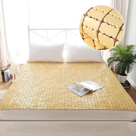 Zomerslaapmat Bamboe - Koelmat Mahjong - Koel Slapen - Glad Gepolijst Bamboe - 70 cm x 150 cm - Natuurlijk — afbeelding 3