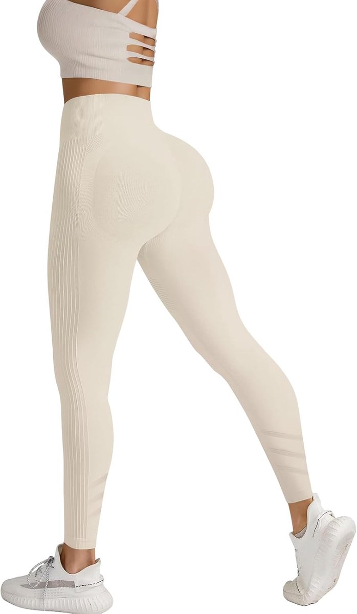Sportlegging voor dames met hoge taille, elastische push-up-legging zonder naden, sportkleding voor yoga, fitness, pilates, training