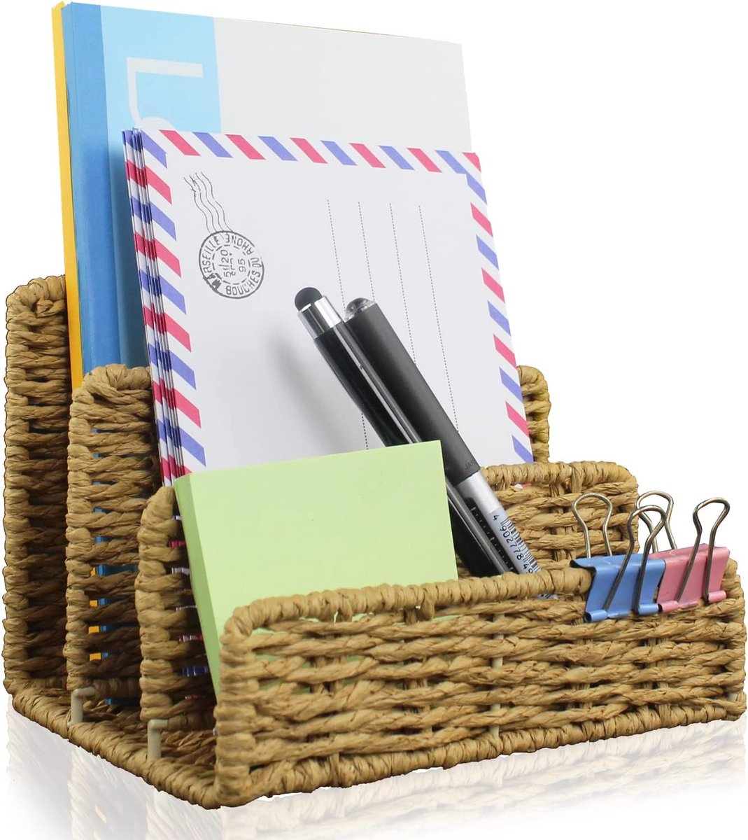 tijdschriftenverzamelaar, papieren pennenhouder, grote staande tijdschriftenhouder, bureau-organizer, decoratieve documentenhouder (2 stuks)