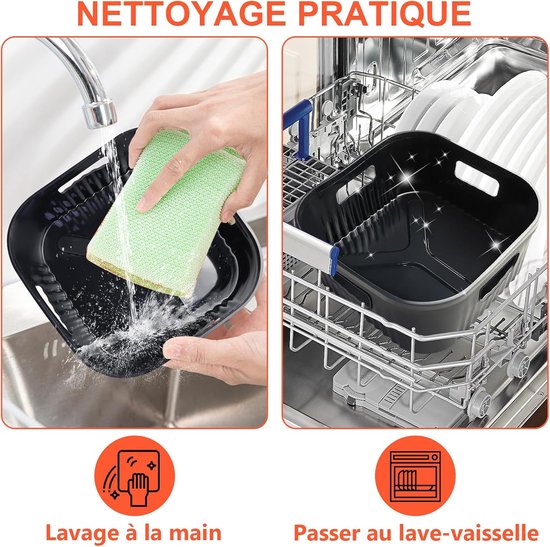 Accessoires luchtfriteuse van siliconen, 2 vierkante bakvormen mand voor airfryer voor Philips XL 6,2 l, 4,2 l, Moulinex 5 l, Cecotec 5,5 l, herbruikbaar in plaats van papieren oven — afbeelding 4