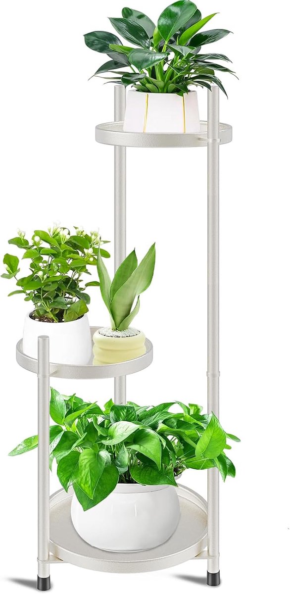 plantenstandaard met 3 niveaus voor binnen, hoekronde plantenstandaard voor meerdere planten, metalen bloempotstandaards voor buitenhouders, plantenplank, displayrek voor balkon