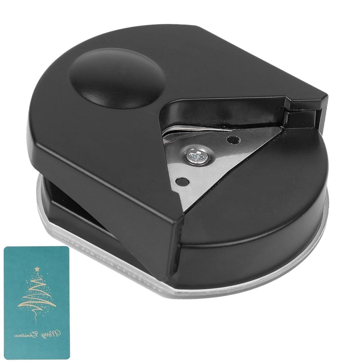 Hoeksnijder - Papierpons Rond - Kaarten Maken - Ingebouwde Opvangbak - 4 mm Radius - Zwart