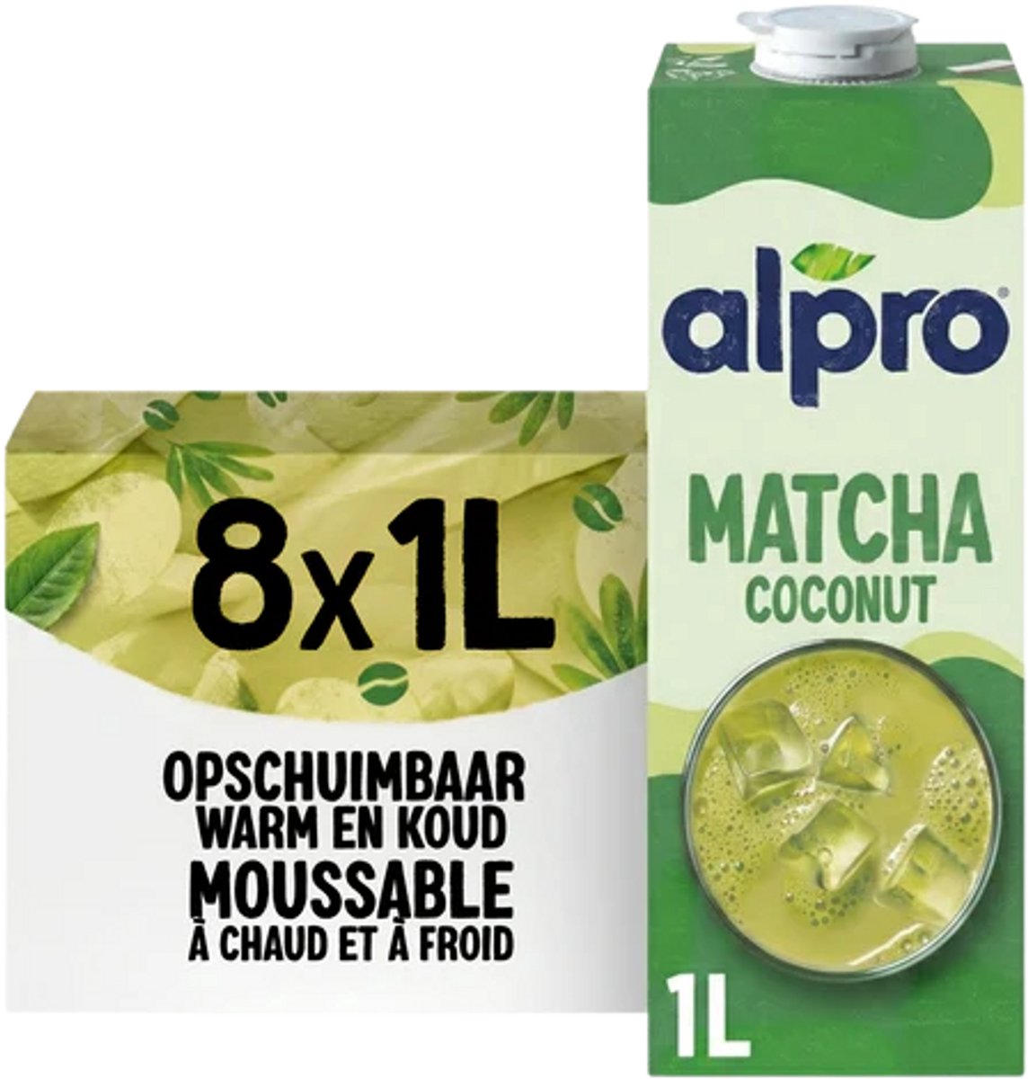 Alpro Matcha Kokosdrink 1L - 8 Stuks Multipack - Plantaardige Havervrije Drink met Matcha & Kokos