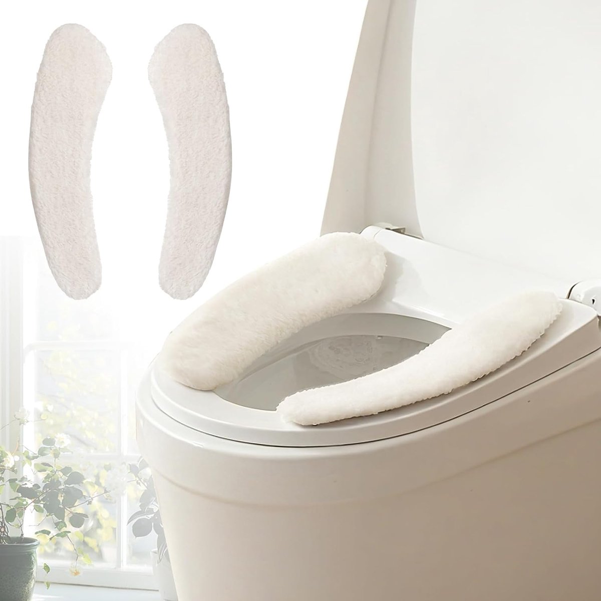 toiletstoelbekleding pads - wasbaar warm kussen, zachte badkamermat - universeel zelfklevend ontwerp (wit)