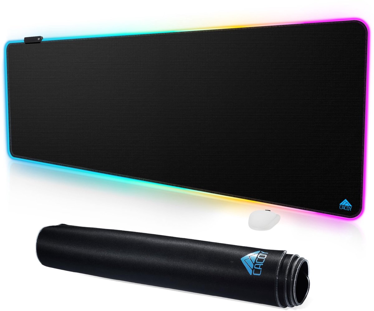 SnelShoppen - Extra Grote RGB Gaming Muismat 1600 x 500 mm, LED Bureauonderlegger met 9 Verlichtingsmodi, Waterdicht en Antislip, Zwarte Toetsenbordpa