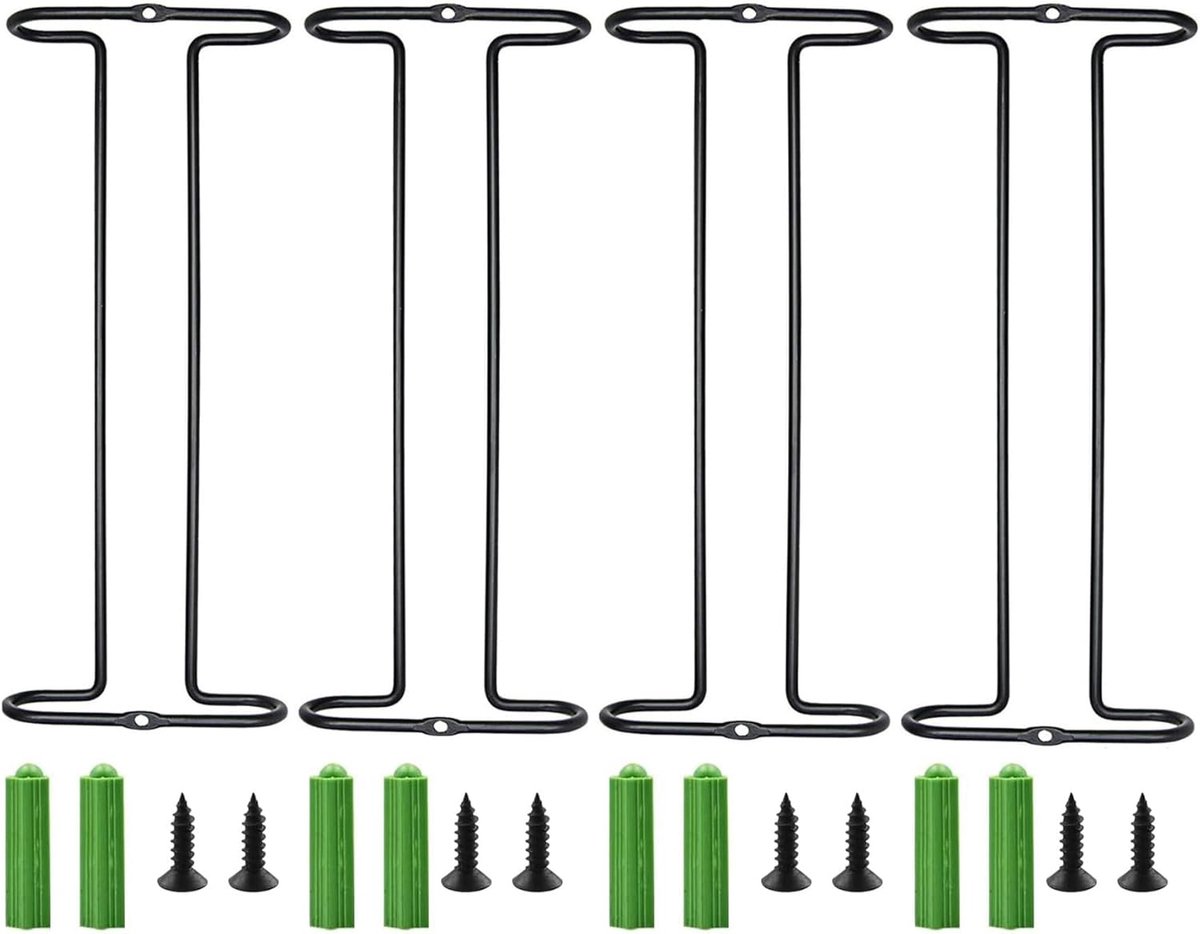 4 stuks metalen wijnglashouders, wandgemonteerde hangrekken, wijnbekerhouder, wijnglashouder, stemware, glashouder voor keuken, bar, wijnkast, wijnglas, opbergcollectie