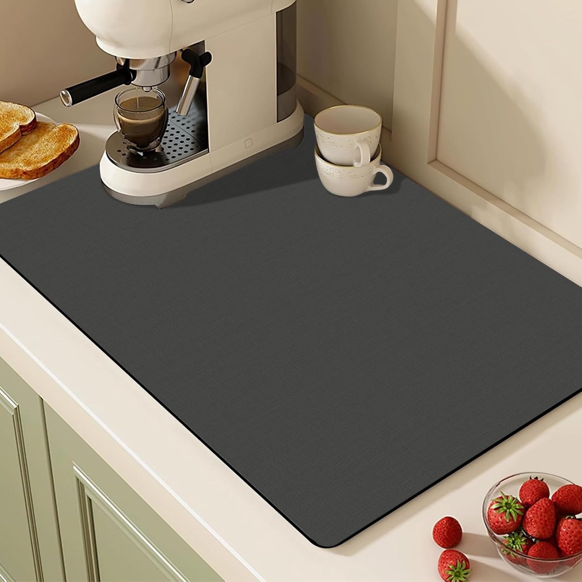 Siliconen Koffiemat - Antislip Mat - Tamper Mat - aanrechtbladbeschermer - koffiemachine Beschermmat - koffiebaraccessoires - voor Espresso en Filterkoffie - grijs - 40 x 60 cm