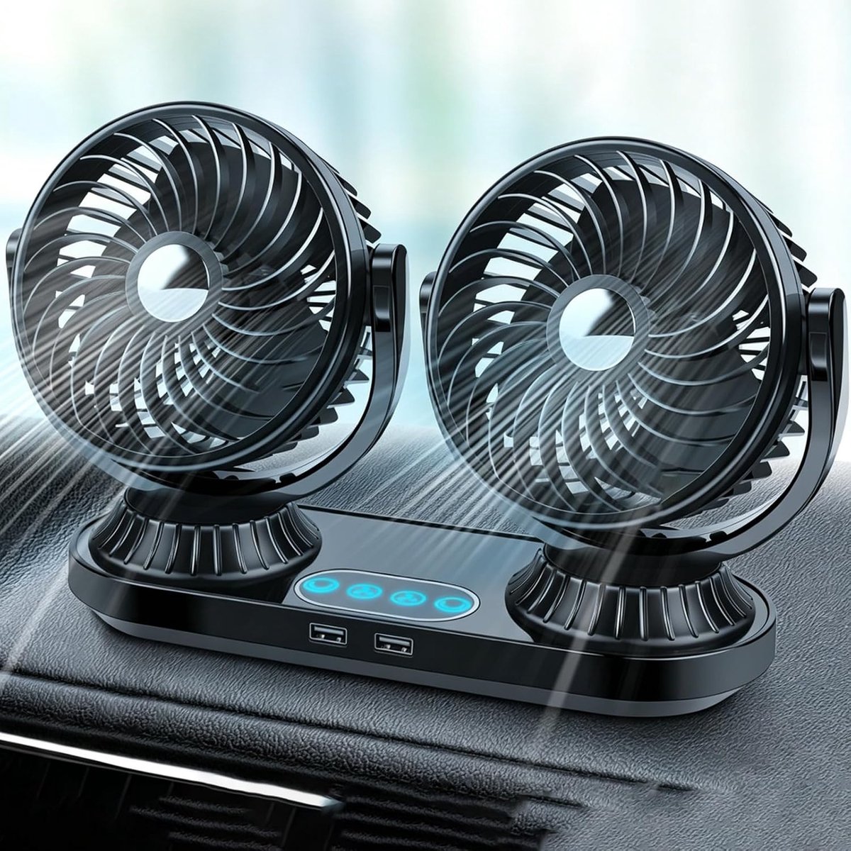 Autoventilator, 12 V, autoventilator, dubbele kopventilator voor auto, 12 V, dubbele kopventilator voor auto, vrachtwagen, SUV, camper