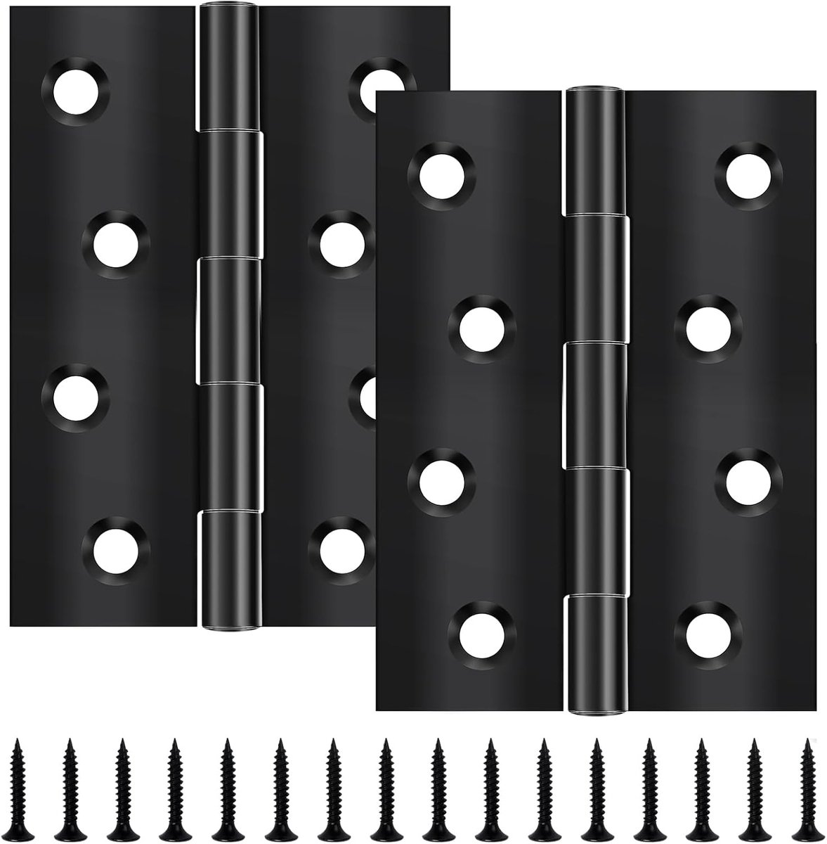 Scharnieren Klapbaar 100mm × 70mm, Zwart Roestvrij staal Scharnier Pianoband Scharnieren Klein Scharnierband, Deurscharnier voor deuren, ramen, kasten met 16 stuks schroeven