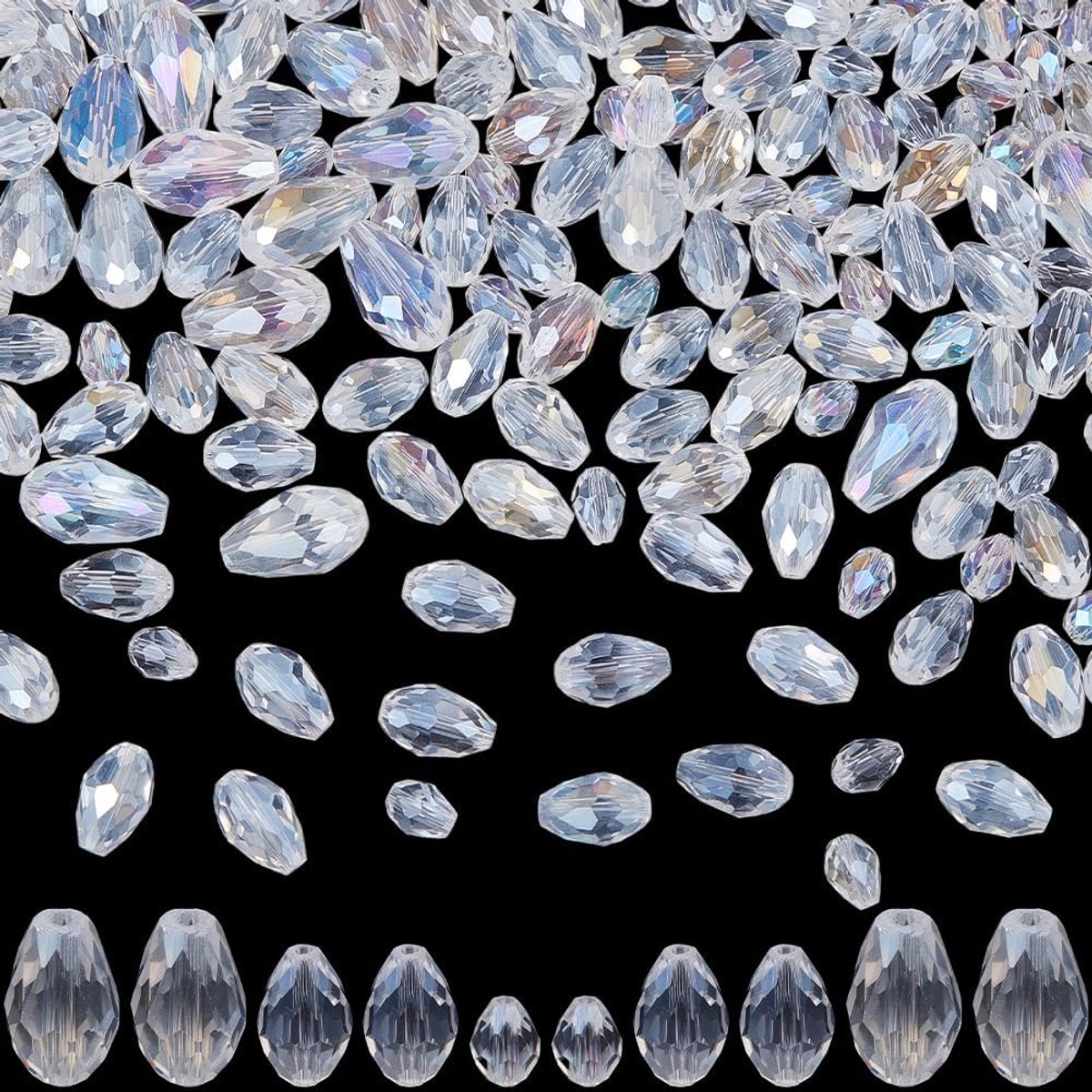 1 doos 260 stuks gefacetteerde traan druppel glazen kralen top geboord kristal kralen traan briolette transparant AB kroonluchter hanger spacer kraal voor sieraden maken kroonluchter