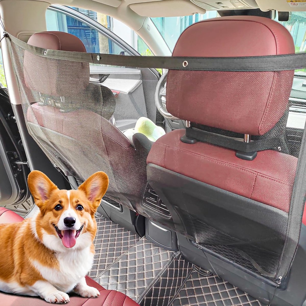 Autonet voor honden, autonet, 115 x 62 cm, hondenrooster voor achterstoelen, auto-rooster voor honden, kofferbak, voor terreinvoertuigen, vrachtwagens en auto's