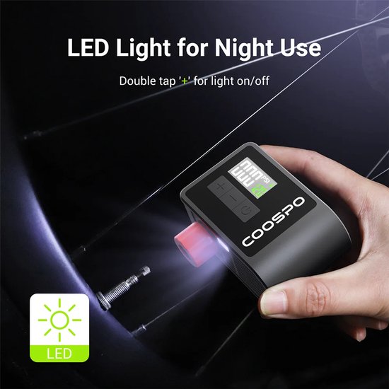 Coospo - AP-B1 - Mini Elektrische Fietspomp - 120 PSI - 500 mAh - Draagbaar - Auto-Detectie — afbeelding 4