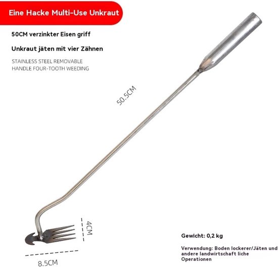 Handmatige onkruidsteker - Tuingereedschap ontwortelaar - Onkruid wieden - Ergonomisch ontwerp - 50 cm - Zilver — afbeelding 5
