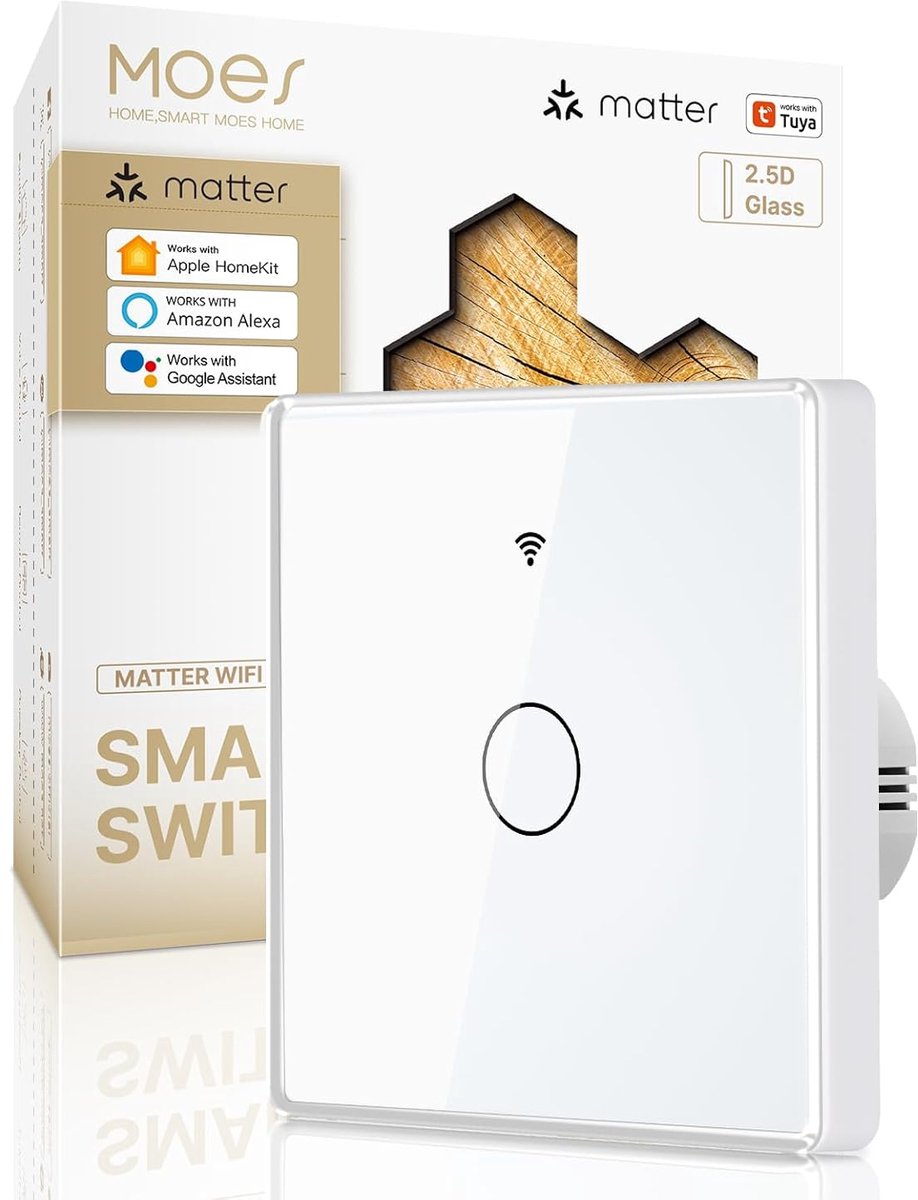MOES Matte WiFi light switch, 1-gang, neutral conductor required - ShopVlot