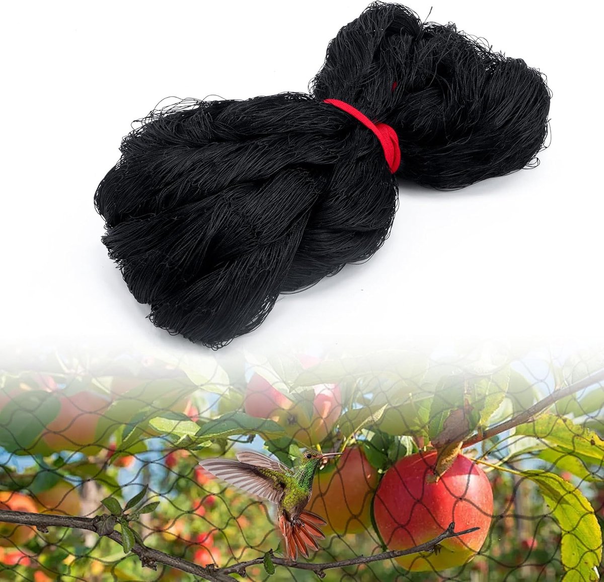SnelShoppen - Vogelbeschermingsnet 10 m x 15 m, UV-bestendig PE net met 5 cm mazen, ideaal voor bescherming van fruitbomen, groentebedden, planten en
