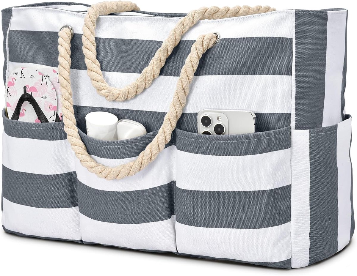 oscaurt Strandtas, waterdichte badtas, XXL shoppertas voor dames, veelzijdige schoudertas met ritssluiting, strandtas - ShopVlot