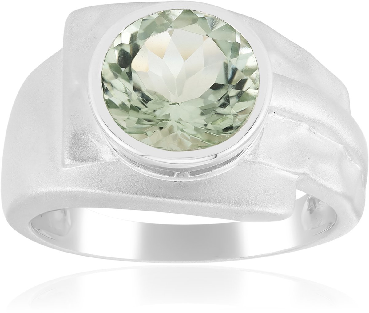Cavill - Zilveren ring met palladiumlaag - 925 Sterling Zilver - 1,615 ct groene Braziliaanse amethist - ronde slijpsel - moderne elegante damesring