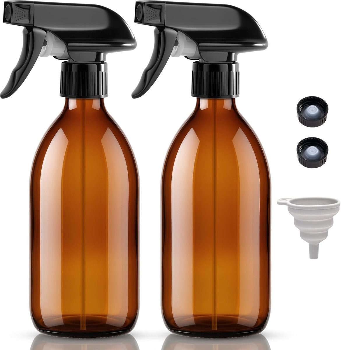 Set van 2 glazen spuitflessen, 500 ml, amberkleurige spuitflessen, lege spuitfles voor reiniging, tuinieren, planten, kappers