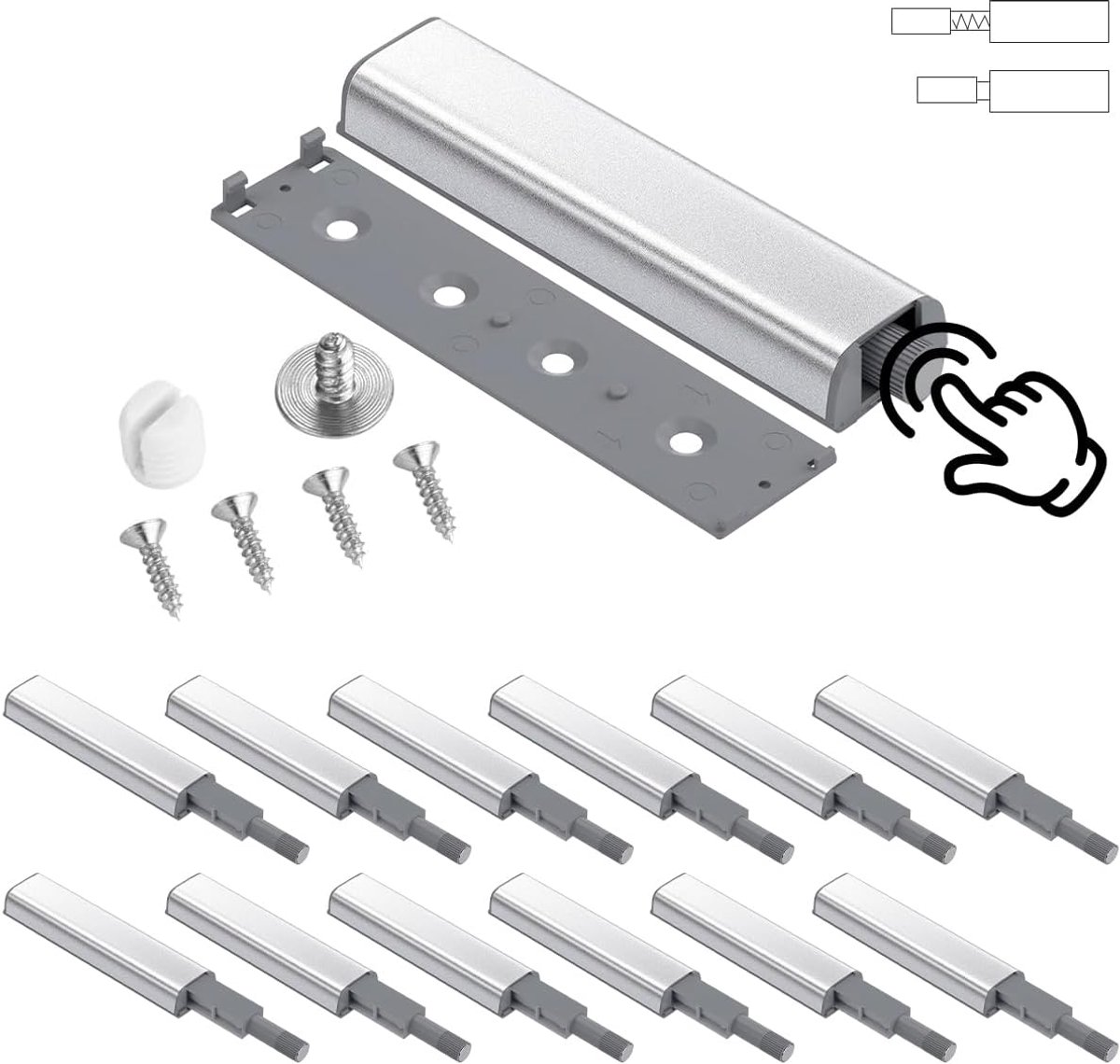 12 stuks, drukopener, push to open, moeiteloos openen van laden door voor kasten, laden, spaanplaten, dressoirs