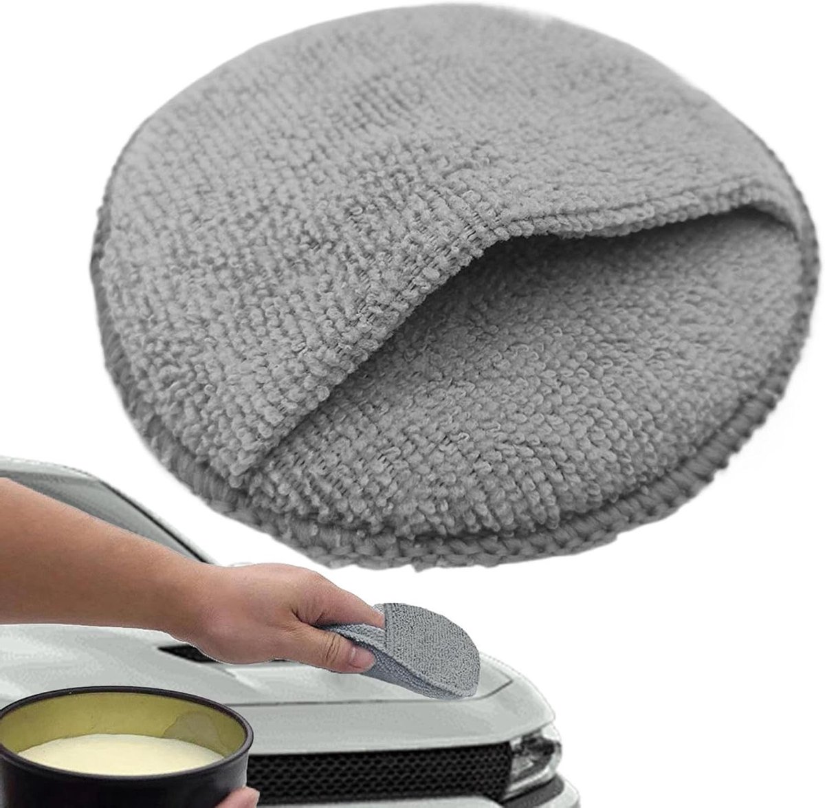 Polijstspons Auto - Applicator Spons - Auto Poetsen - Ergonomisch Ontwerp - 13 cm - Grijs