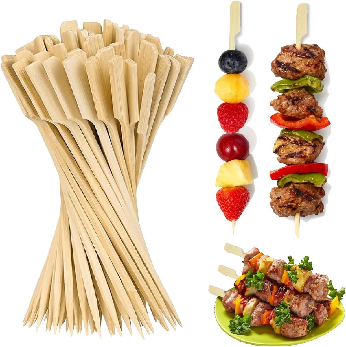 200 stuks vingerfood skewers, 15 cm spiesen fingerfood, bamboe skewers, cocktailsticks, houten spiesen, cocktailspiesen, barbecuesticks, spiesen voor snacks fingerfood, eetlust