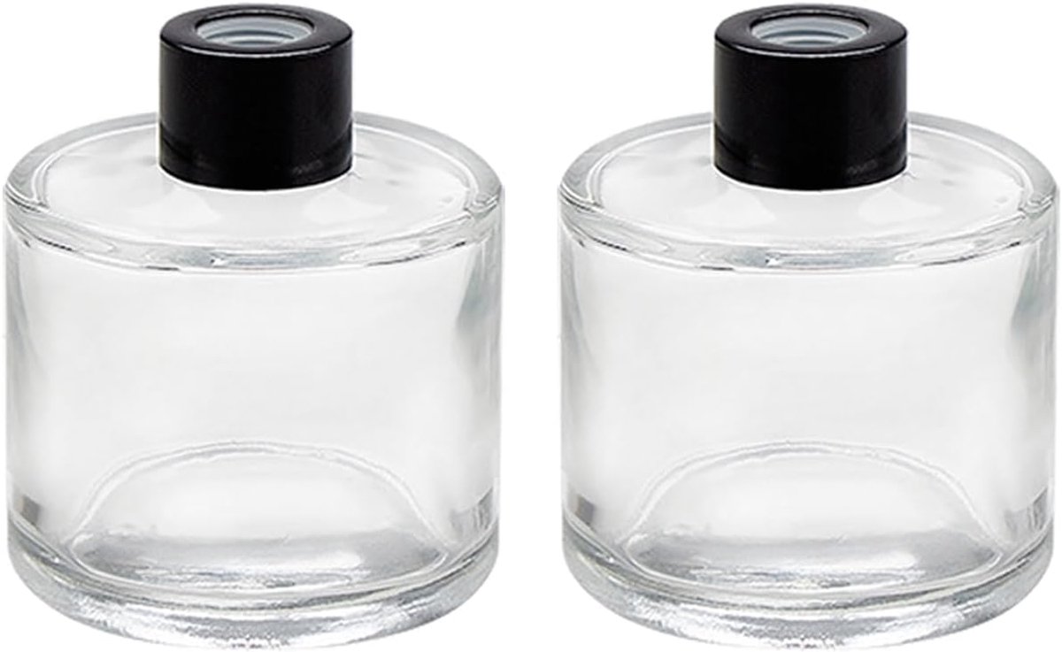 2 STKS 50 ML (1.7 oz) Glas Etherische Olie Diffuser Flessen DIY Reed Diffuser Vullingen Fles met Zwarte Plastic Caps voor Aromatherapie Home Decor