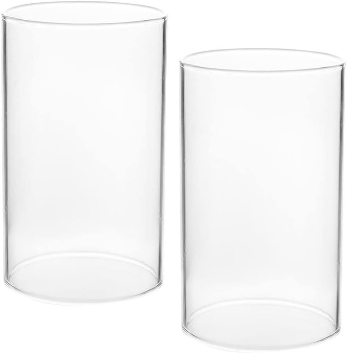 Stompkaarsenhouder 2 open kandelaars kandelaars helder voor wooncultuur - bodemloze 15 x 9 cm kegelkaarsenhaard transparante glazen koepel kaarsglas witte haardkaarsenhouder