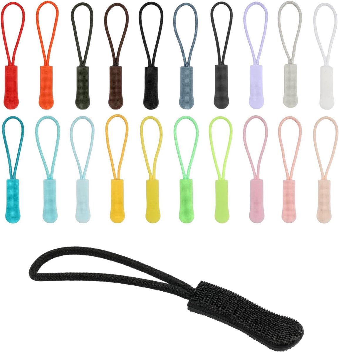 120 Stuks Ritssluiting Verlenging, Stukken Vervangende Nylon Ritstrekker | 20 Kleuren Gekleurd Vervangende Ritsverlenging, Ritslabels Sterk Nylon Koord, Voor Rugzakken, Jassen, Bagage, Handtassen