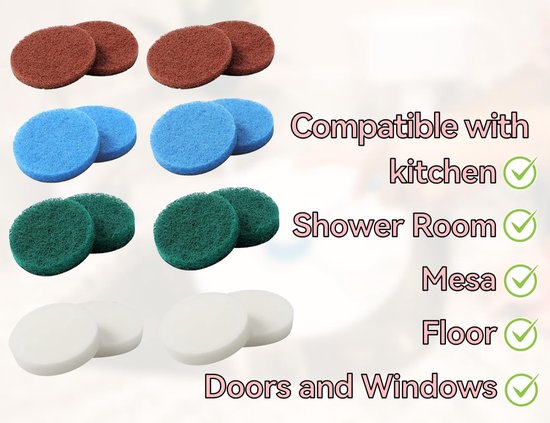 Reinigingsborstelset, universele reinigingspad voor elektrische reinigingsborstel, reinigingsborstel, compatibel met Bosch 6033, schuimkussen, keukendoek, microvezelpad — afbeelding 5