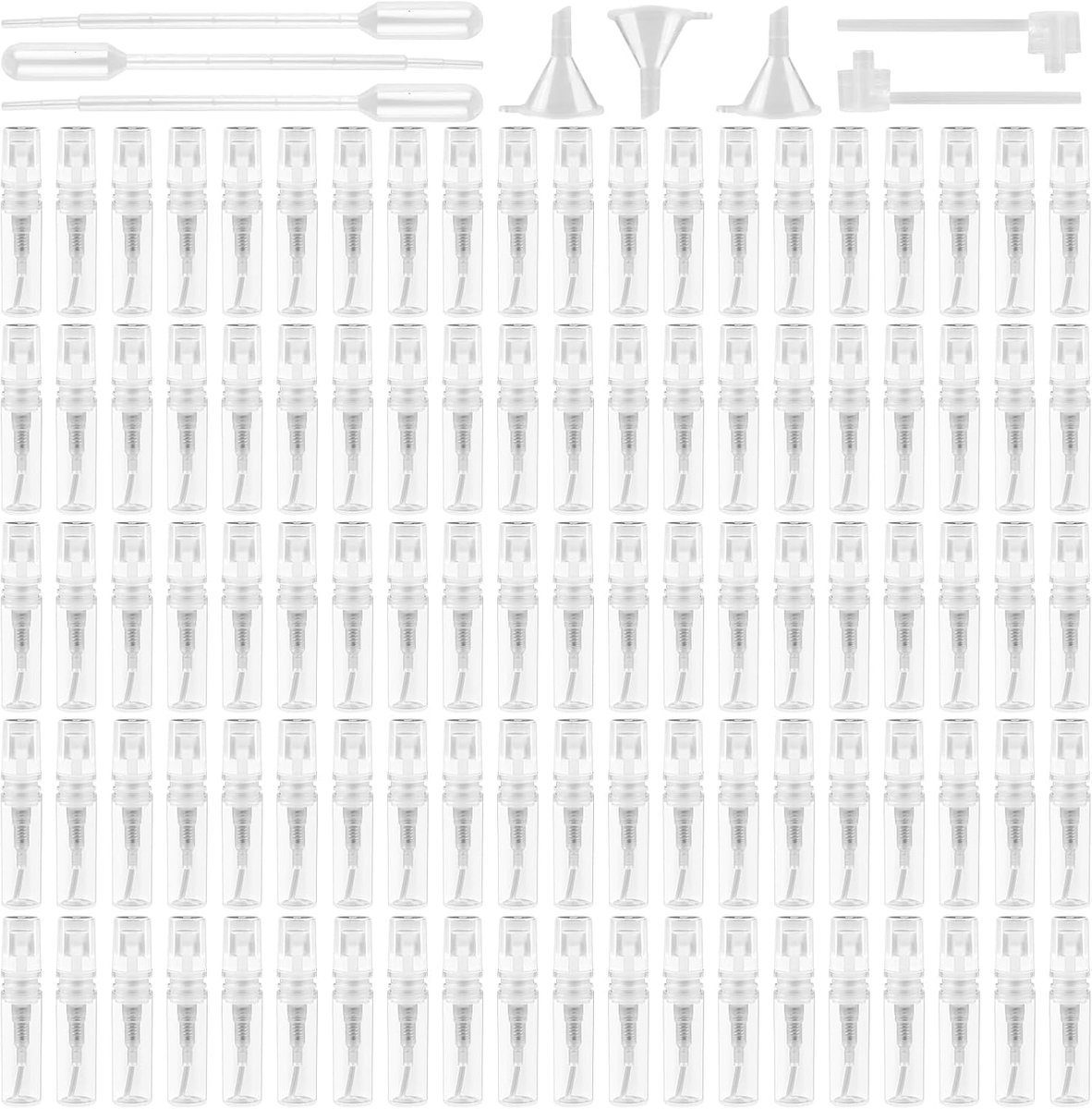 100 stuks parfumverstuiver, spuitfles, 2 ml, mini-spuitflessen, parfumvuller leeg, parfumverstuiver, geurmonsterflesjes voor spray parfum